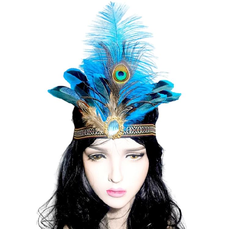 Indian Costume Hairband for Carnivals Party Festival Props Feathered Hairband Indian Hairhoop Cosplay Headwear