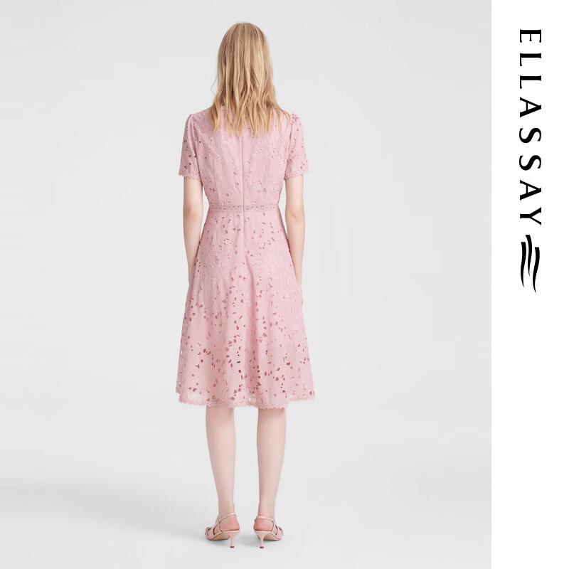 ELLASSAY Women's Gentle Embossed Jacquard Mid-Length Dress