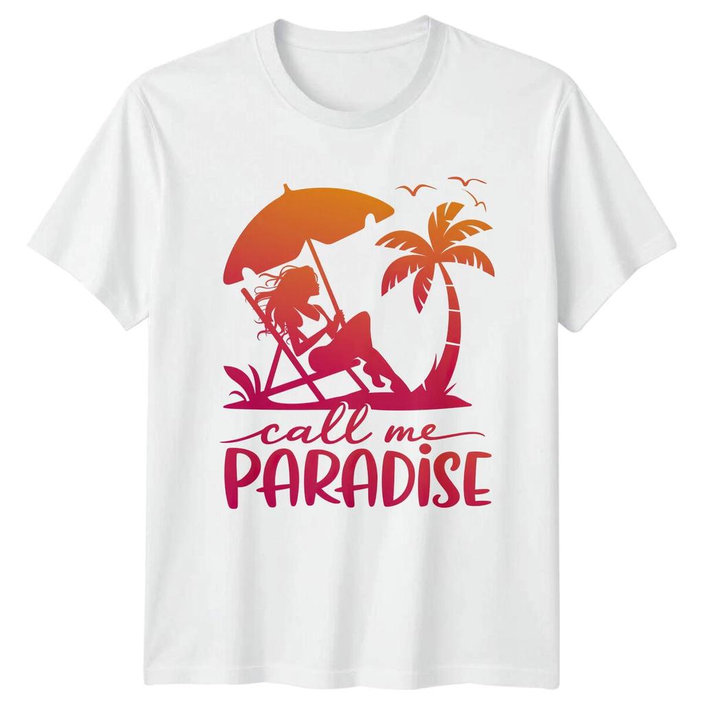 Call Me Paradise Beach Travel Mens T-Shirt Womens Tee Graphic Top