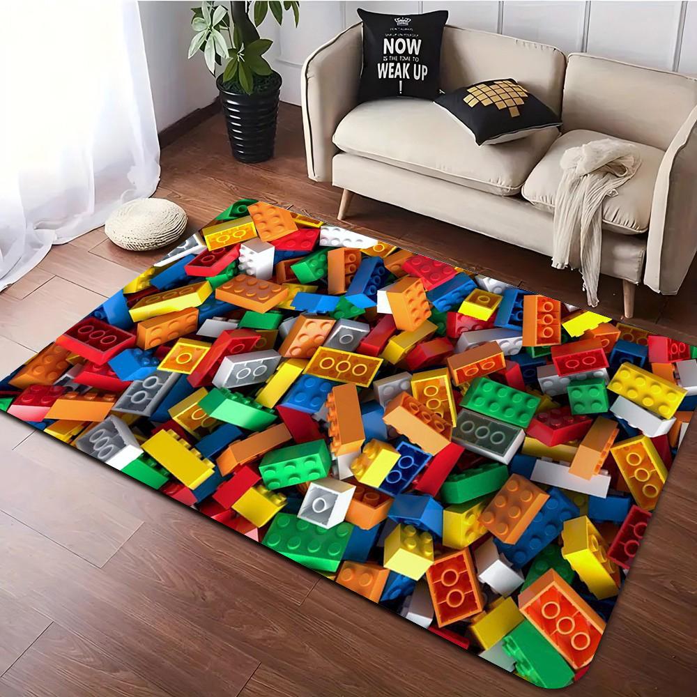 Bunter Baustein Teppich Kinder Spielmatte Wohnzimmer Teppiche Schlafzimmer Nachttisch Weicher Teppich Kinderzimmer Krabbelbodenmatte Flur Teppich