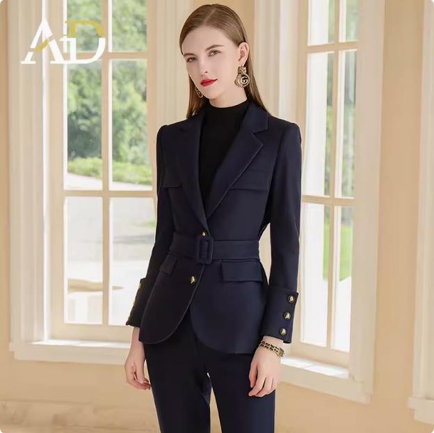 High-End Women's Winter Wool Blend Professional Suit for College Students and Interviews