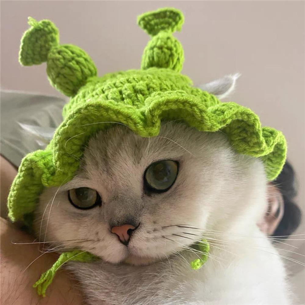 Cute Cartoon Handmade Warm Elastic Frog Hat Pet Cap for Party Photo Props Cat Hat