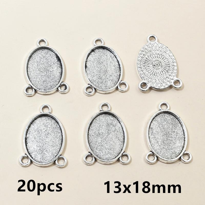 5-40pcs 3-Loops Oval Prndant Cabochons Blank Base Setting DIY Necklace Bracelet Jewelry Making Accessories Findings