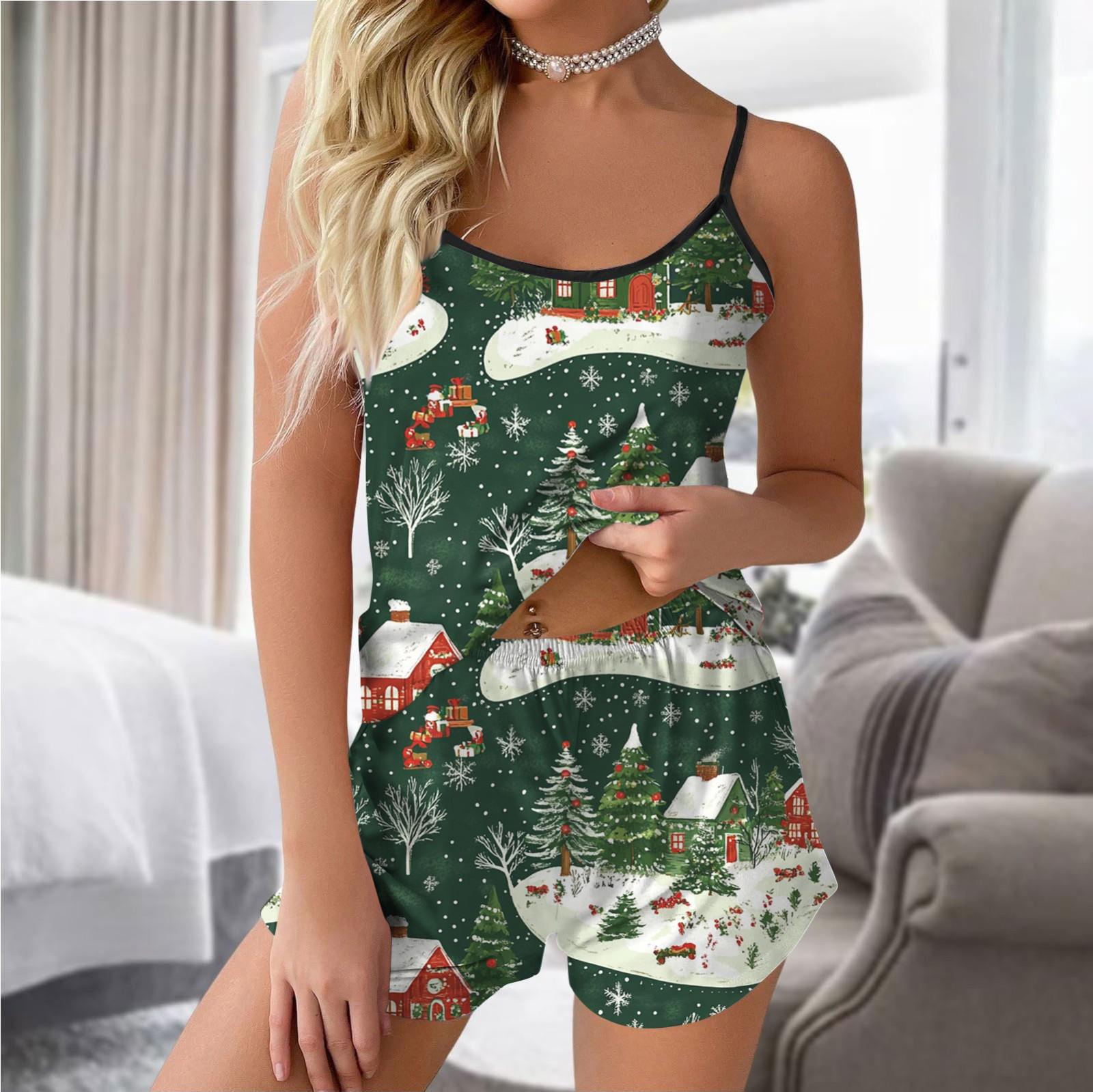 Женский модный рождественский комплект с принтом без рукавов — фото 6