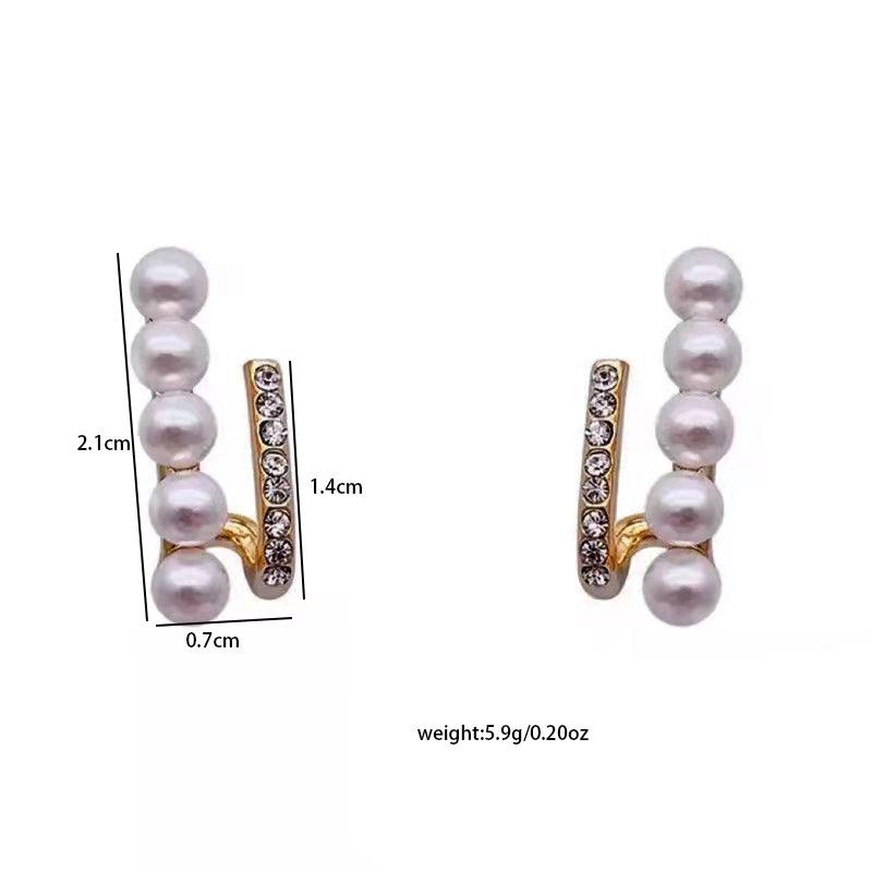 Pearl Earrings, Double Vertical Wave Niche Design Light Luxury, Versatile Stud Earrings for Women