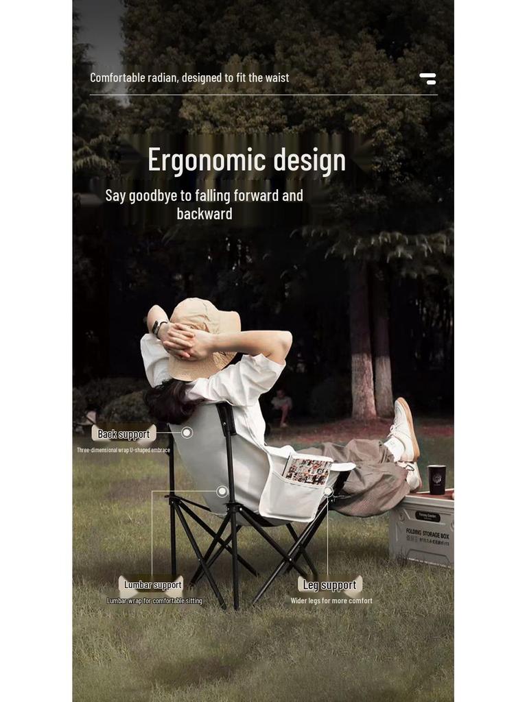 Moon High-Back Portable Recliner: Foldable Outdoor Chair for Camping, Fishing, and Picnics