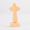 Magnetic Base Wood Cross Statue Handicraft Vintage Cross Ornament Standing Portable Crosses Figurine Church Setting