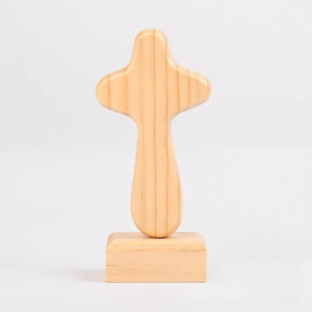 Magnetic Base Wood Cross Statue Handicraft Vintage Cross Ornament Standing Portable Crosses Figurine Church Setting