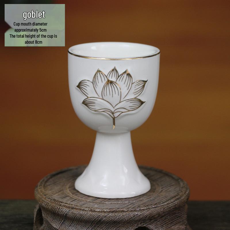 Keramische Opferbecher für Buddha, Guanyin und den Gott des Reichtums - Klein, Perfekt für Weihwasser und zum Anziehen von Reichtum.