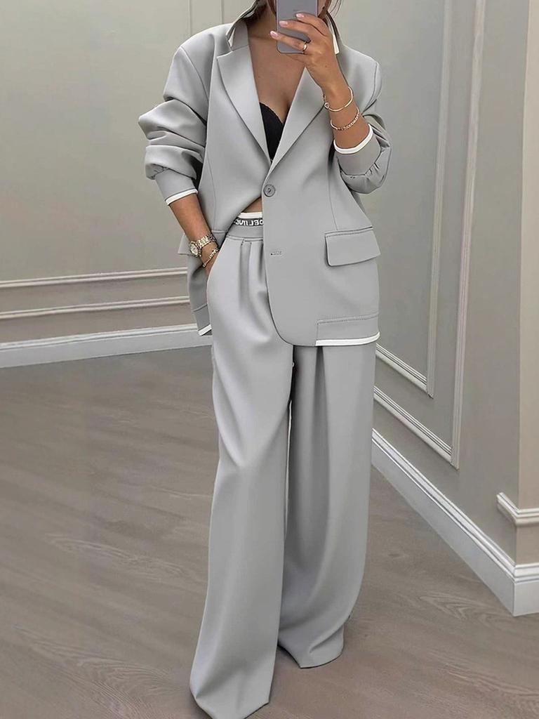 Herbst Neues Damen-Bekleidungsset - Elegante Langarmjacke mit Weitbeiniger Hose und Anzughose