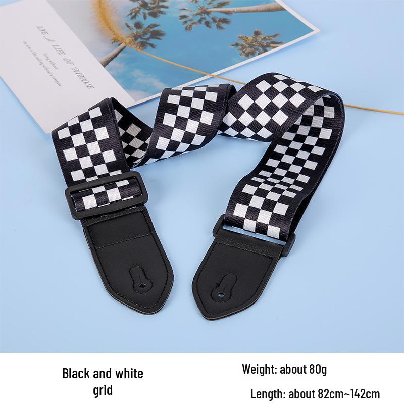 Unisex poszerzany i pogrubiony poliestrowy pasek do gitary/basu - Styl folk, konstrukcja bez dziurkowania