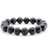Natural Stone Carved Emperor Dragon Onyx 12mm Mala Bead Bracelet Power Stone [Sekki] Men's [b147]