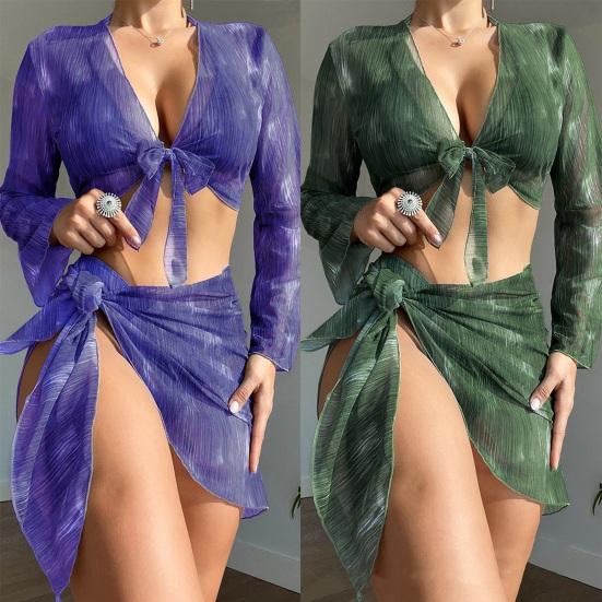 

1 комплект купальный костюм на тонких бретельках не выцветающий с подкладкой быстросохнущий с низкой талией L зелёный