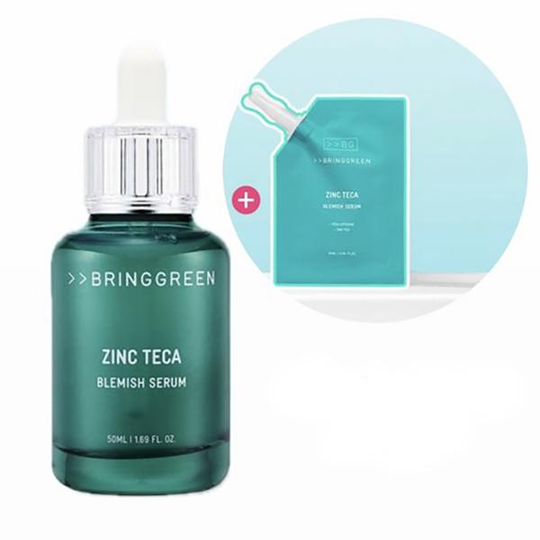 BRING GREEN Набор успокаивающих сывороток с цинком, чайным деревом и центеллой, общий объем 75 мл, уход за кожей с акне, сыворотка с центеллой