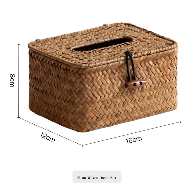 Japanese Straw Tissue Box: Creative Multi-functional Storage for Home, Living Room, Coffee Table, or Dining Room.