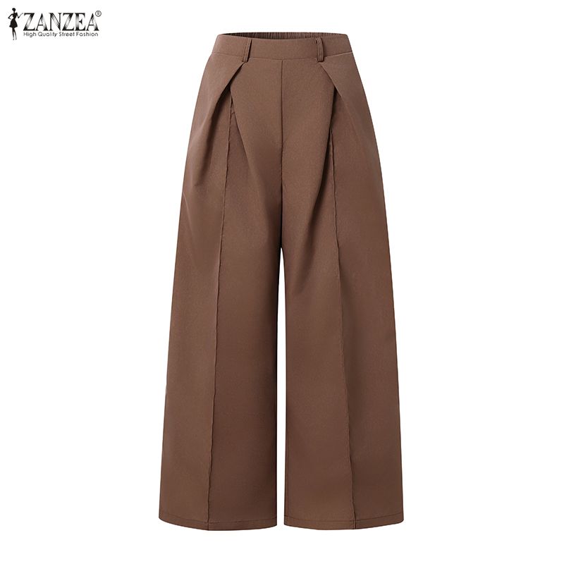 ZANZEA Women Commuer Casual Solid Color Loose Wide Leg Pants