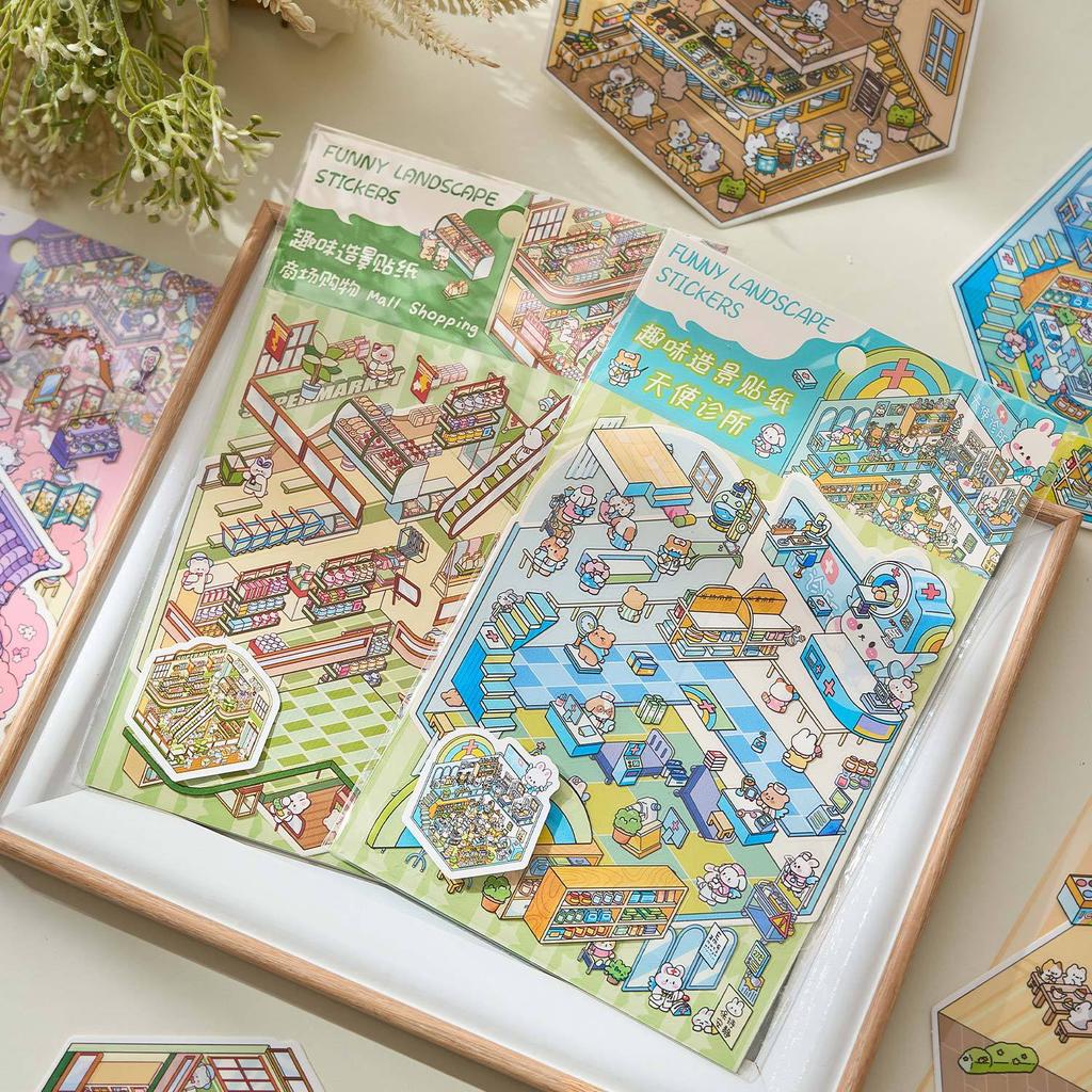 DIY stress-relieving and fun landscape decoration stickers Adhesive Diy Hand Account Diary Album Scrapbooking Craft Supplies