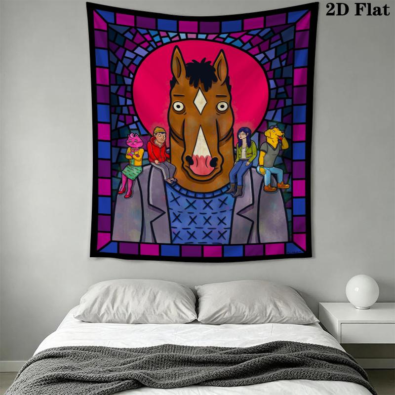 BoJack Horseman Gobelin Ścienny Estetyczny Dekor Ścienny Drukowany Materiał Kocyk Dekoracyjne Gobeliny do Sypialni Salonu Wystrój Domu