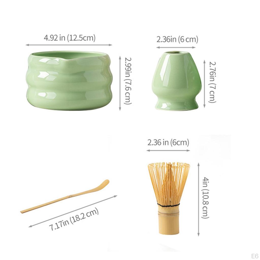 4 Piece Matcha Kit for Tea Preparation, Includes Bowl And Whisk Holder