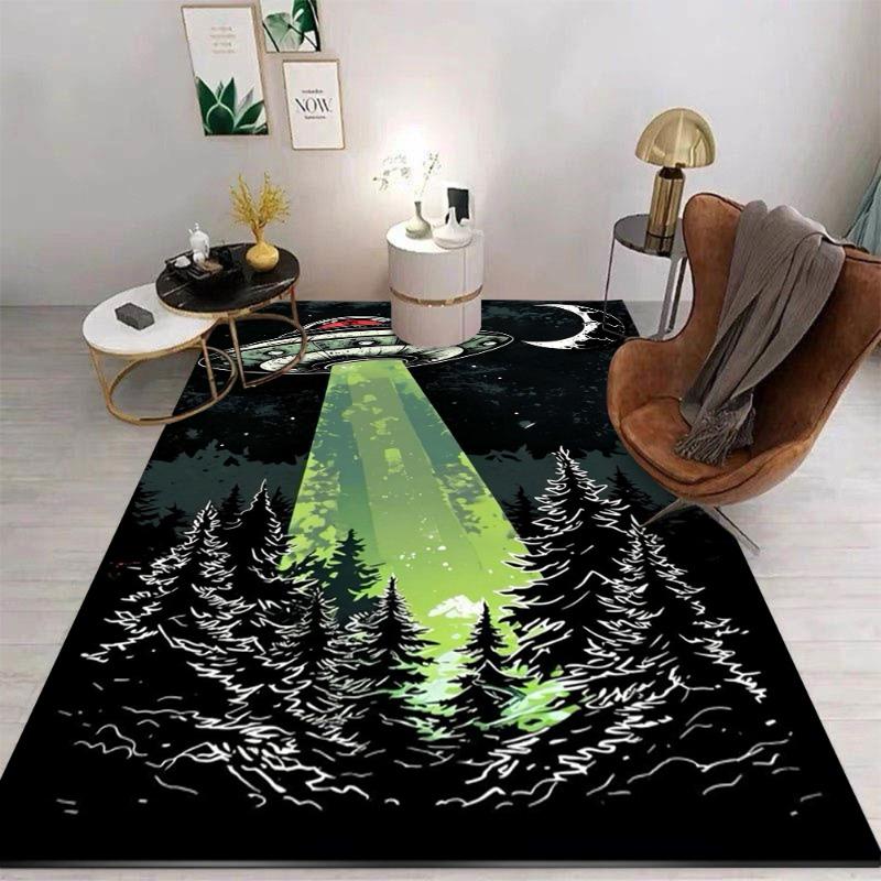 Creative Cartoon Style UFO Floor Mat Bathroom Mat Kids Room Bedroom Decoration Balcony Anti-Slip Doormat Living Room Decor Rug