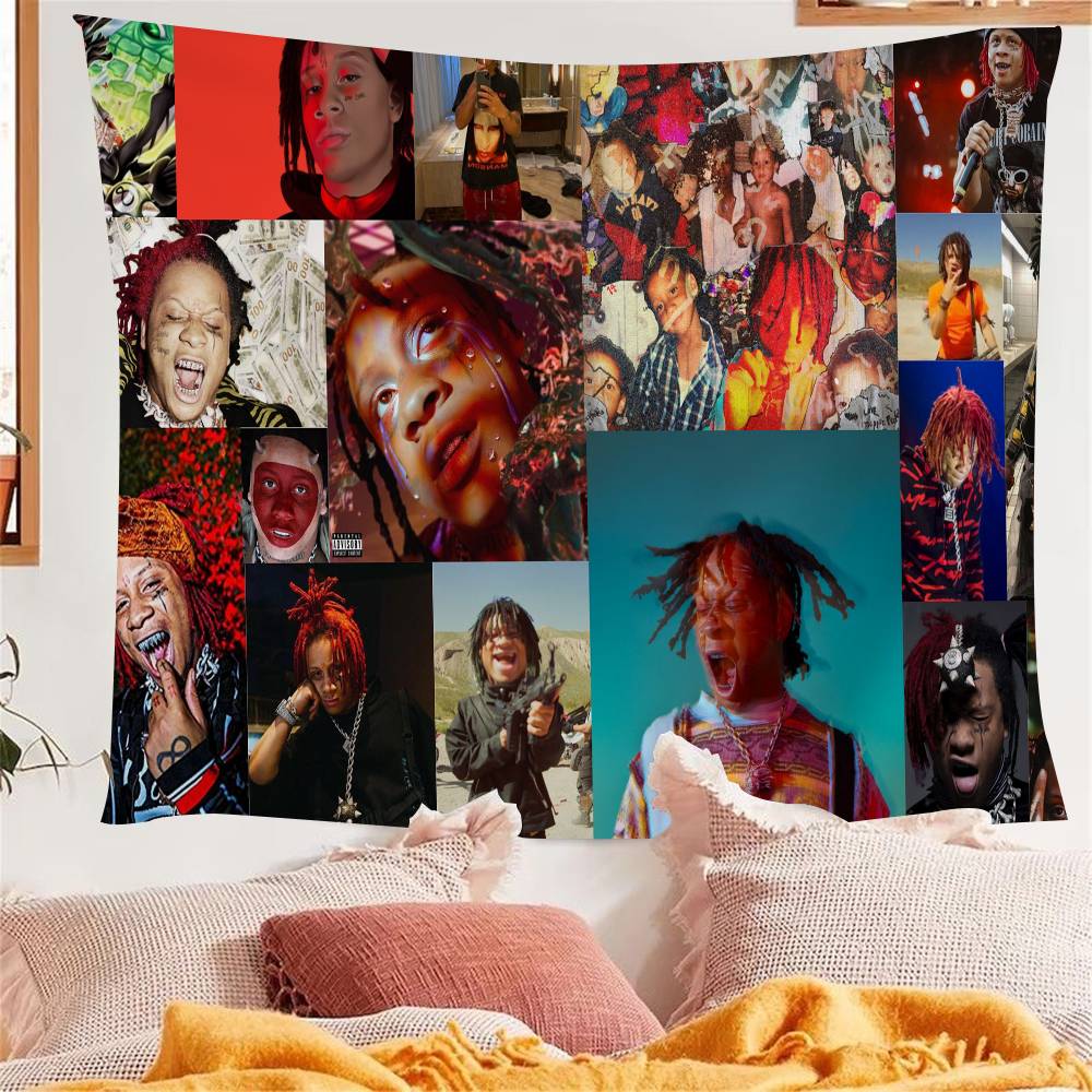 

Rapper Cool TTrippie RRedd Saint Michael Anime Tapestry Hanging Tarot Hippie Wall Rugs Dorm Home Decor 74x94cm(29x37in)