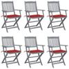 Day and Night - Day and Night Folding Garden Chairs 6 Units Cushions Solid Acacia Wood