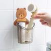 Toothbrush Holder Adorable Bear Hug Storage Cup Wall-mounted Drain Design Easy Organization Toothbrush Cup Bathroom Supplies