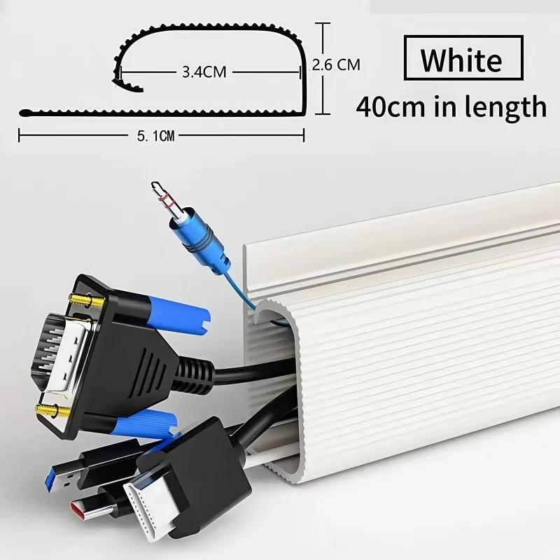 Cable Management Under Desk Channel Cable Raceway Cord Hider Desk Cable Tray No Drilling for Home Office Wire Organizer 40cm PVC