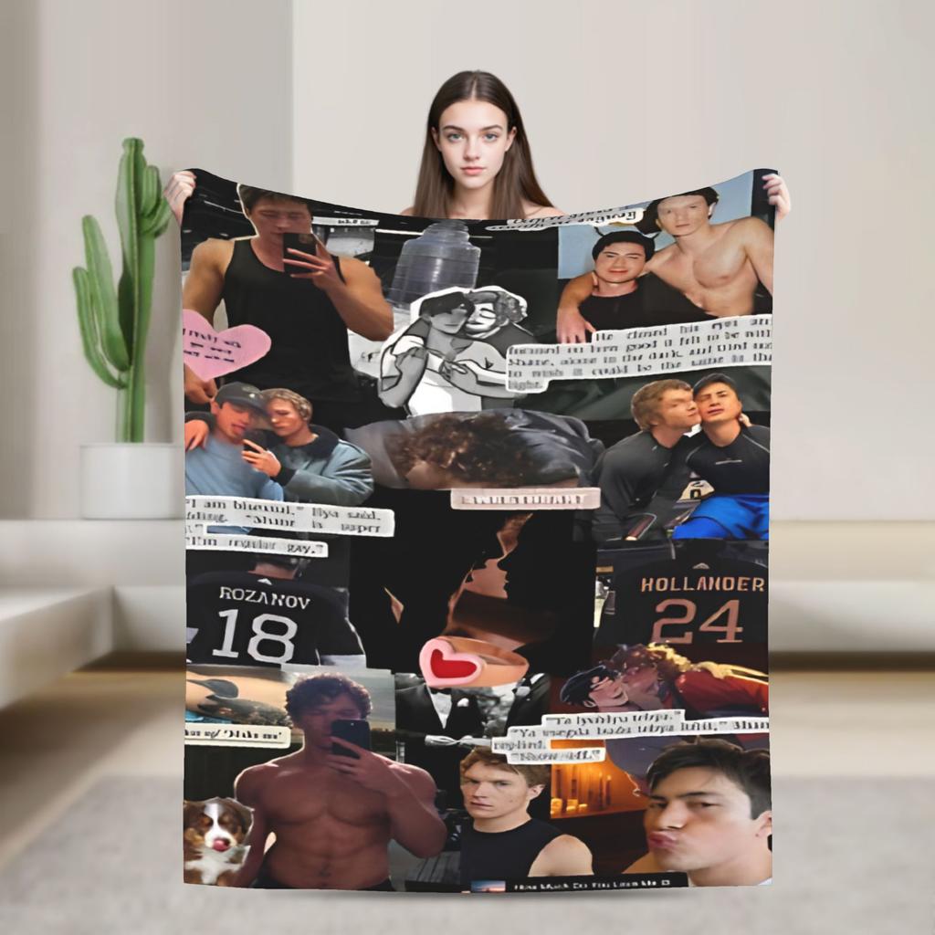 Heated Rivalry Knitted Blankets Cute Hollanov Flannel Throw Blankets Summer Air Conditioning Decoration Soft Warm Bedspreads