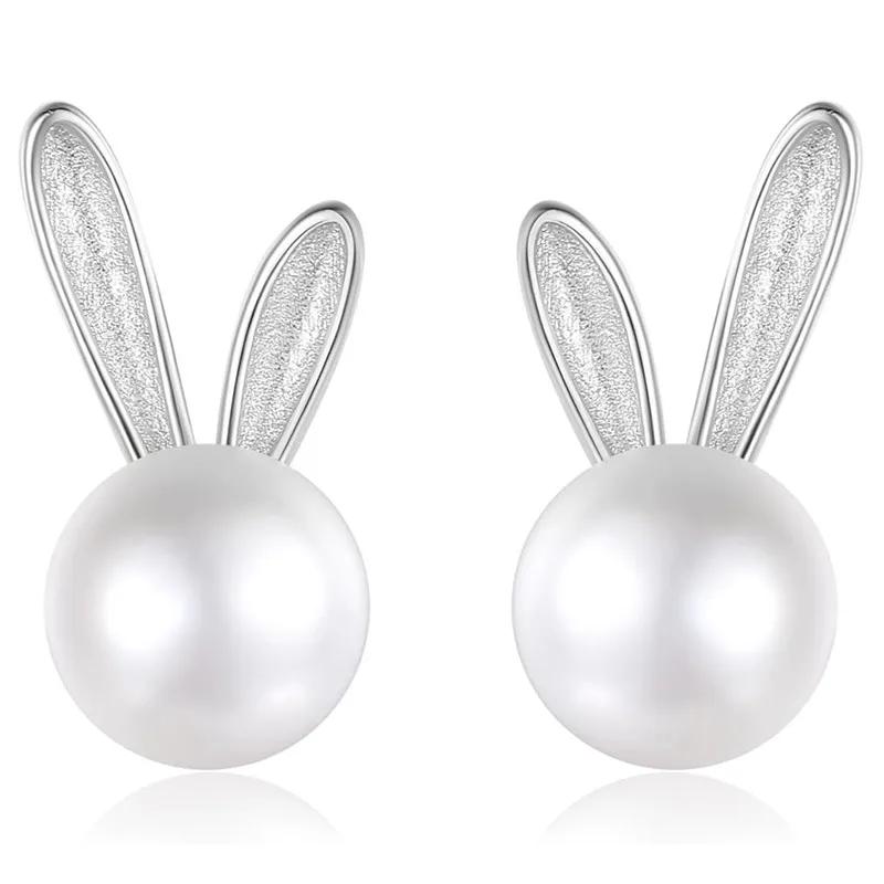 Chic Cute Rabbit Stud Earrings Female Teen Girls Daily Jewelry Delicate Gifts Simulated Pearl Accessories for Women