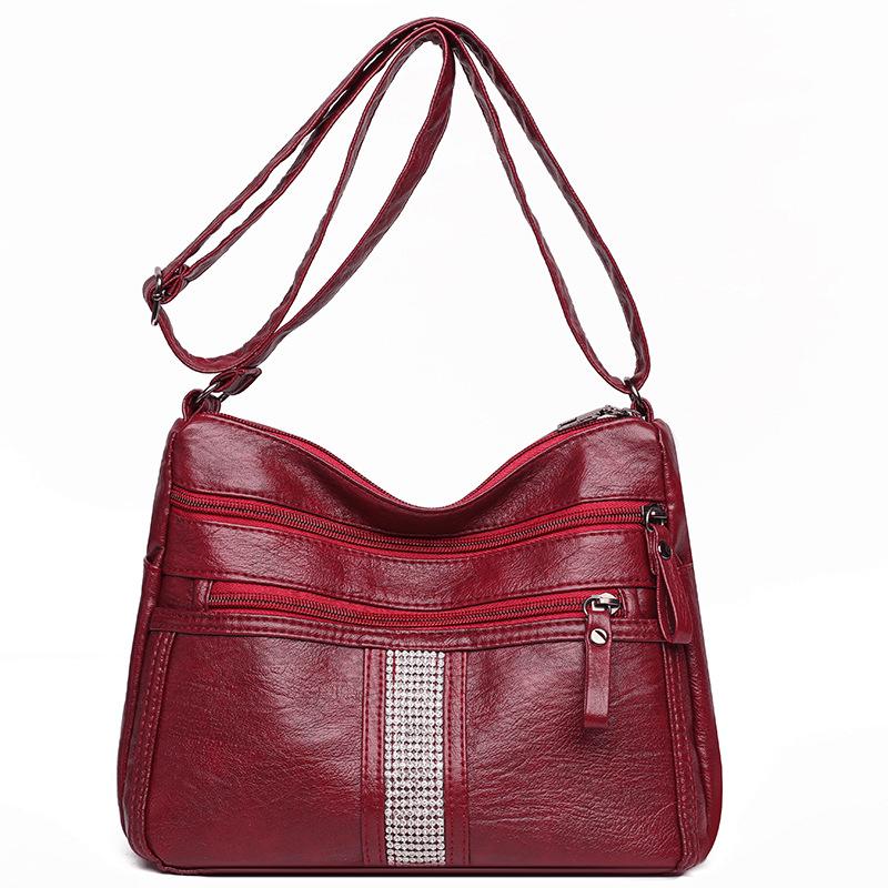 

Вместительная сумка кроссбоди на одно плечо из мягкой кожи, женская сумка кроссбоди красный