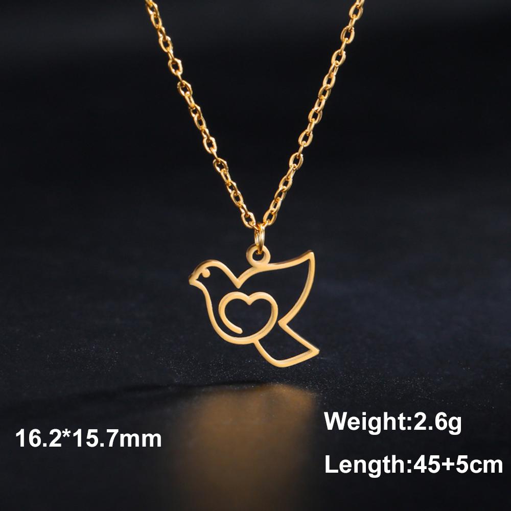 My Shape Bird Pendent Necklace for Women Peace Dove Pigeon Bird Animal Charms Necklaces Choker Chain Stainless Steel Jewelry