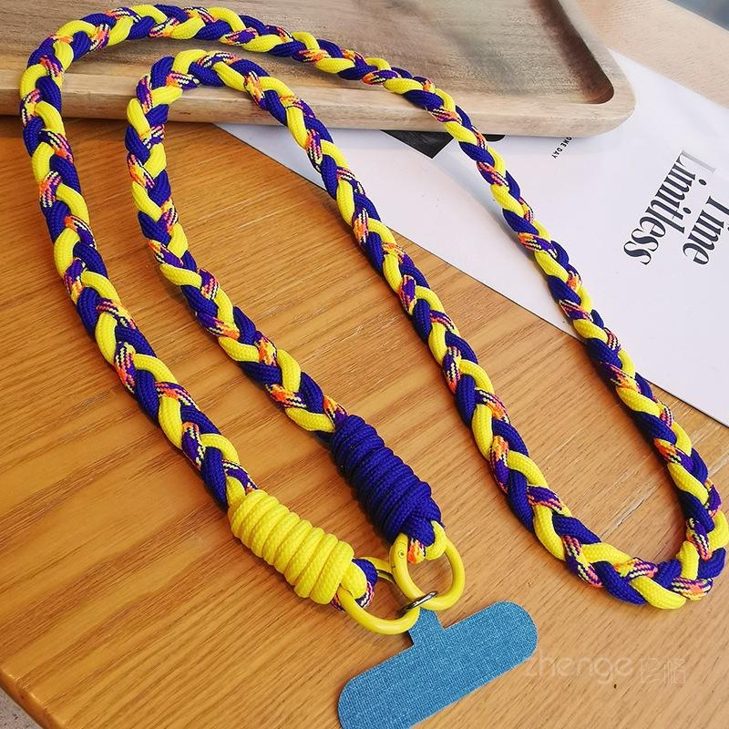 

Crossbody can carry three ponytail mobile phone lanyard women s ins anti-lost mobile phone case lanyard strong cartoon pendant navy blue and yellow