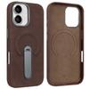 Suede PU Leather Magnetic Phone Case for iPhone 17 pro with 360° Rotatable Metal Holder Compatible with iPhone 17/16/15 Pro Max