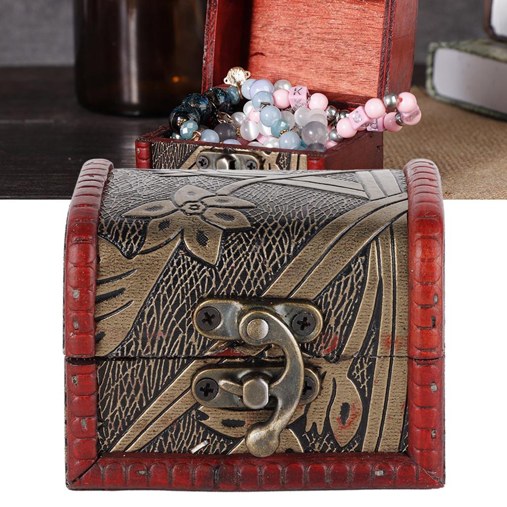 Cutie de cadouri decorativă din lemn pentru bijuterii, cutie mică de comori vintage (Narcisa)
