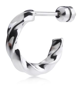 LION HEART Earrings LH-1 Twist Hoop Earrings Surgical Stainless Steel Men's Direct Sale Silver