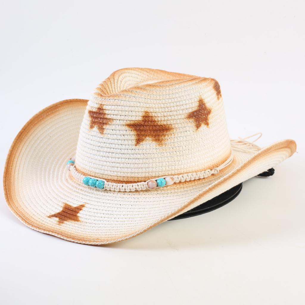 Popular Western Cowboy Straw Hat Men's and Women's Fashion Shade Straw Hat Classic Outdoor Western Cowboy Hat