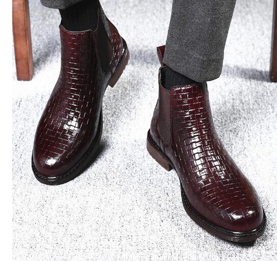 Men'S Braided Print Chelsea Casual Boots Men'S Bright Face High Spring Autumn Men'S Abkle Boots M799