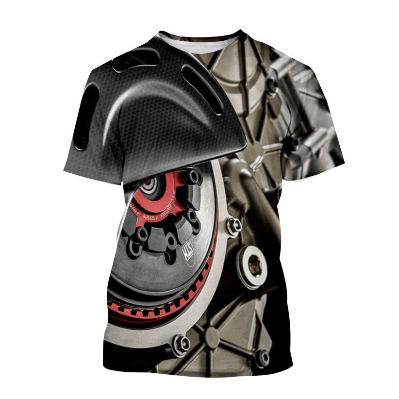 Automobile Heavy Metal 3d Printing Mechanical Engine Fashion Men T Shirts Youth Round Neck T-shirt Casual Short Sleeve Men's Top