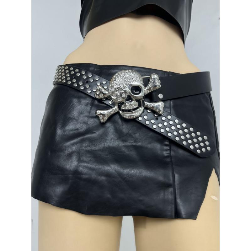 Ladies' Retro Western Heavy Industry Metal Bronze Ring Buckle, Trendy and Sexy, Willow Stud Hollowed-out Multi-hole Waist-cinching Belt