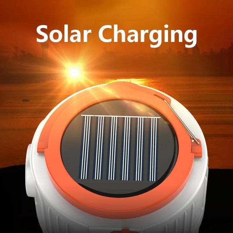 Solar Light Bulb Camping Emergency Light USB Rechargeable Portable Outdoor with 5 Modes for Tent Hiking Power Emergency Outage
