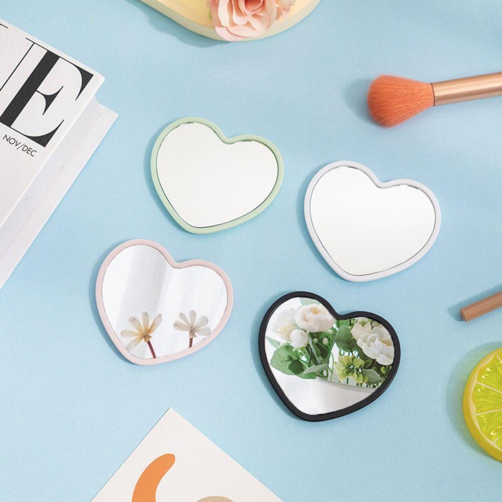 Single-sided Heart-shaped Mirror Handheld Beauty Make-up Mirror Handheld Mirror  Student Dormitory