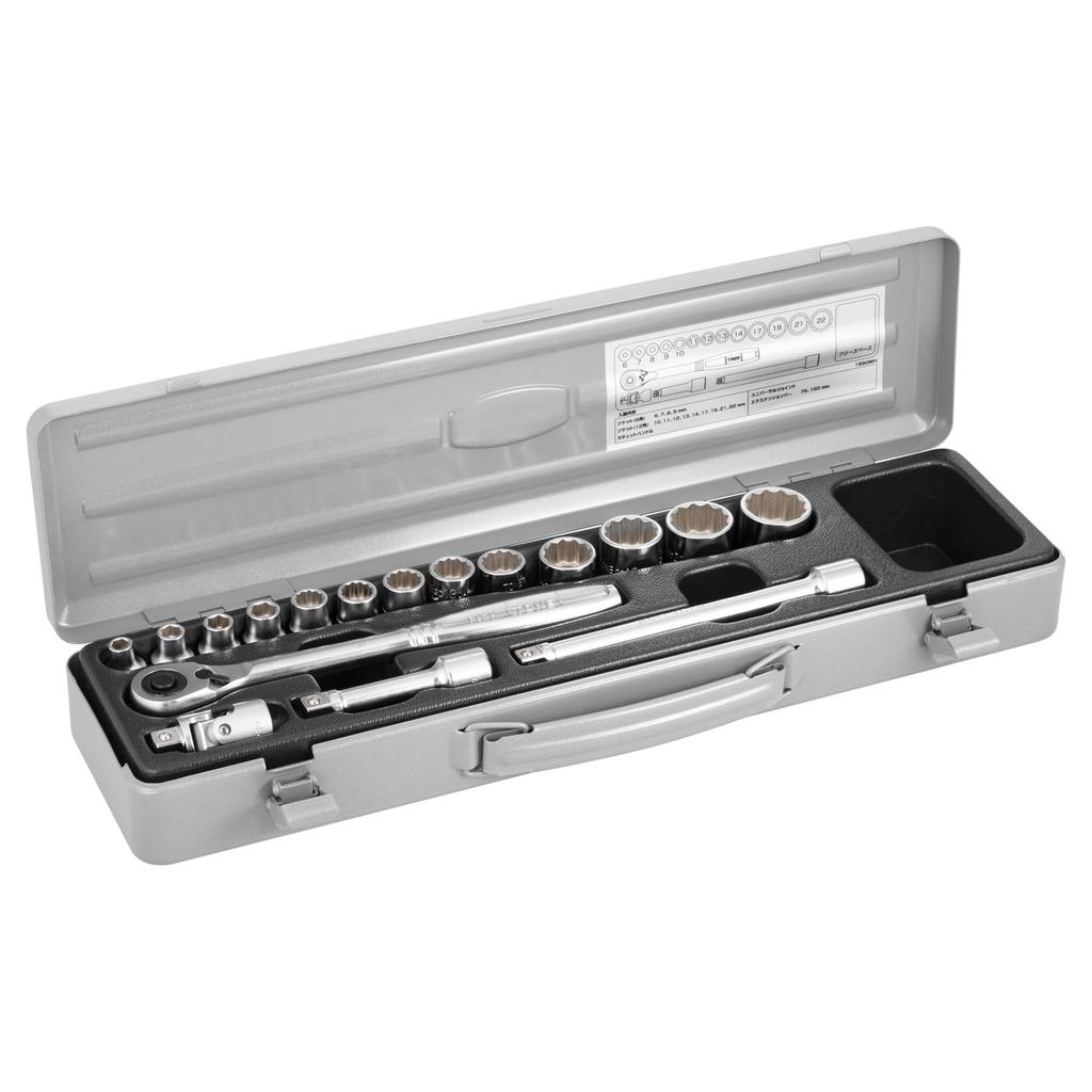 TONE Socket Wrench Drive 17 Silver Set, 9.5mm (3/8"), 1560MH, Pieces,