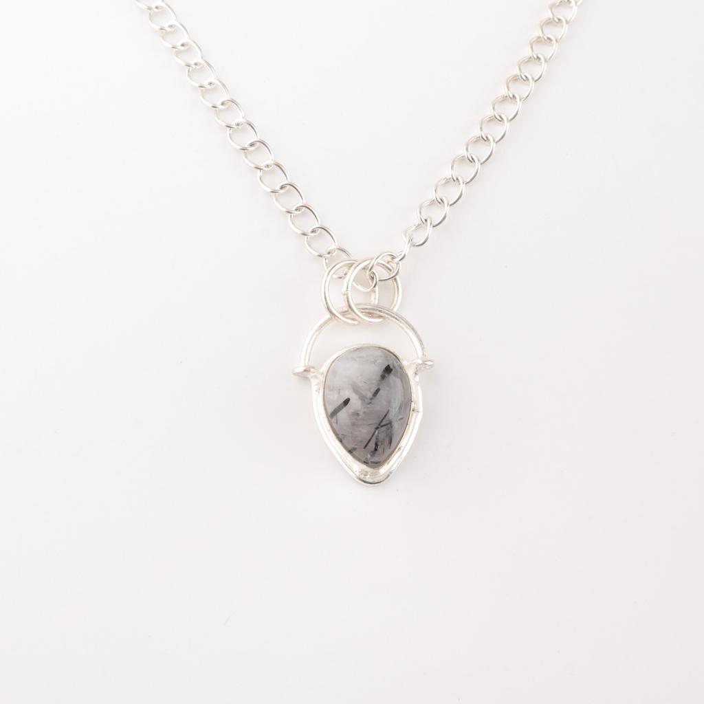 Black Rutile Gemstone 925 Sterling Silver Jewelry Handmade Pendant New year Gift PP-56-25