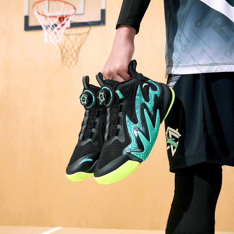 Anta Kwangchao 2 Shock Absorbing Durable Low Top Kids Basketball Shoes Kids Basketball Shoes Black Green A312331131-4