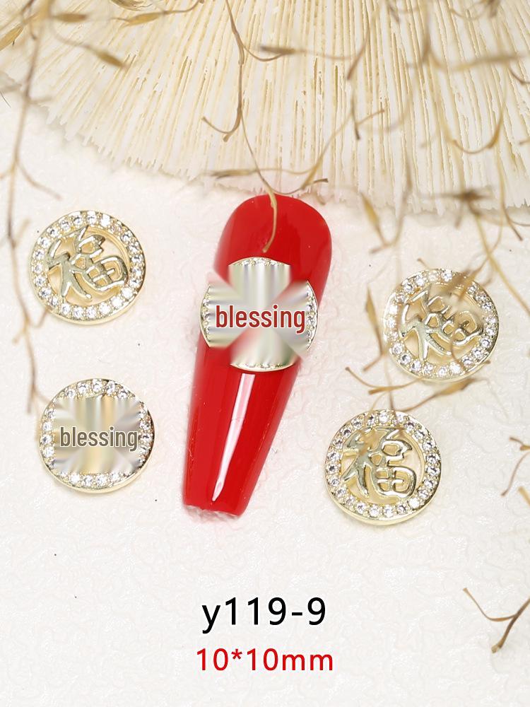 Nyårsförmögenhet Nageldekor: Lyckobringande legering Strass Berlocker