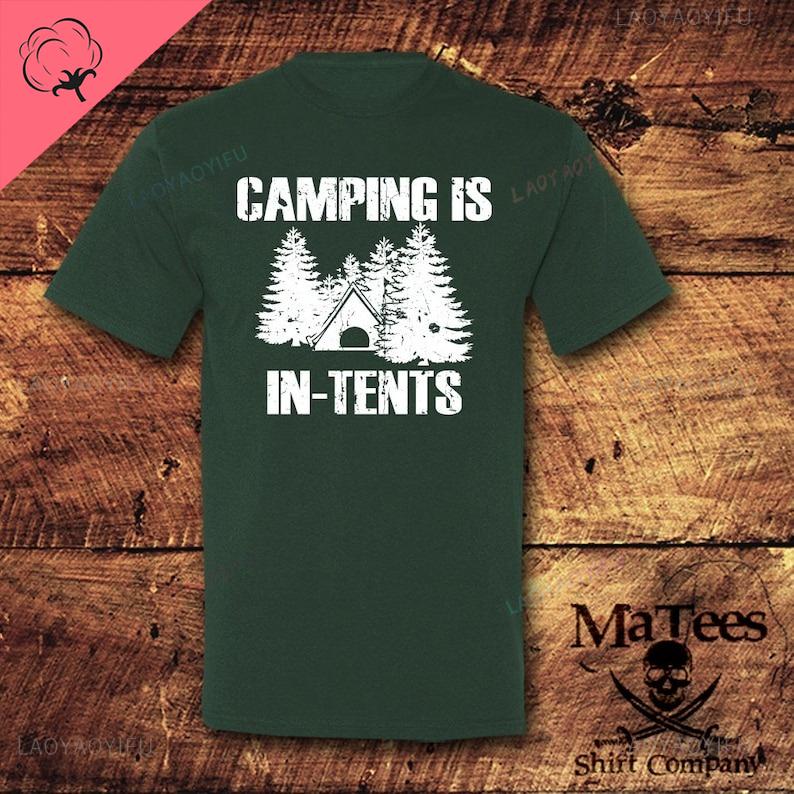 Camping Is inTents Men for Female Funny Camping Casual Harajuku Streetwear Aesthetic Loose Oneck Harajuku Printed Tshirt Tops