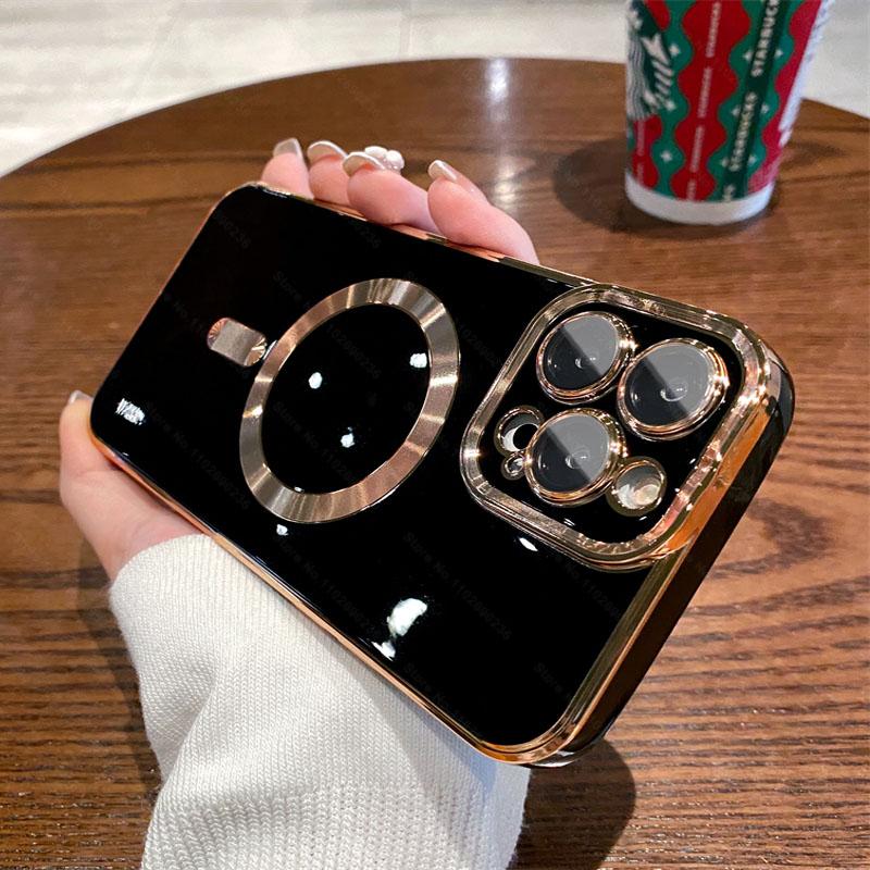 Luxury Plating For Magsafe Magnetic Case For Apple iPhone 15 14 13 12 11 Pro Max 14 15 Plus Wireless Charging Cover Accessories