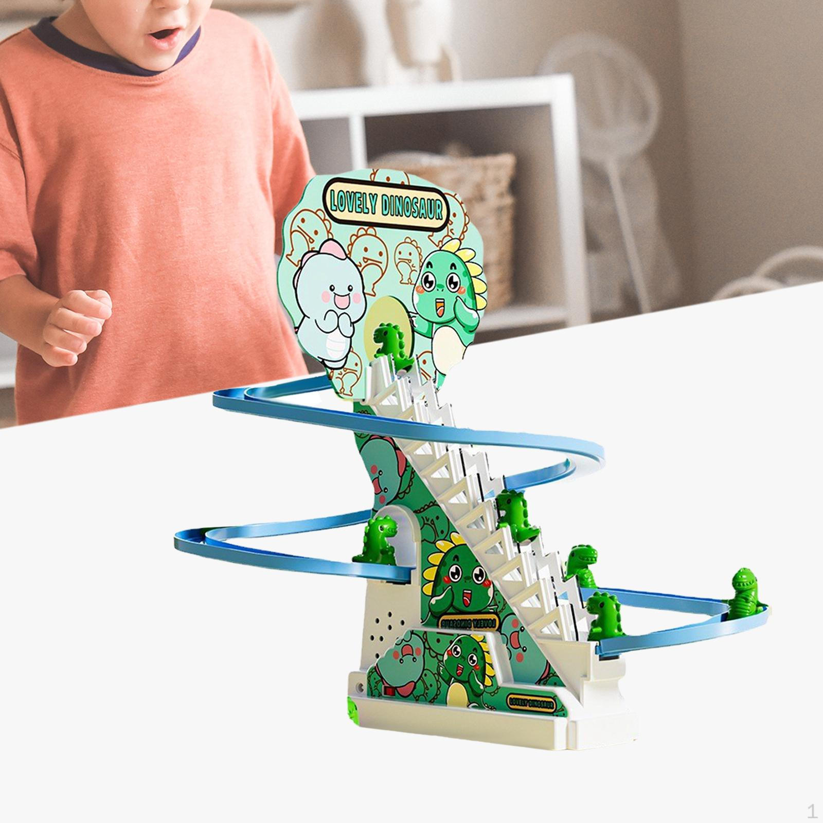 

Электрический динозавр, восхождение по лестнице, игрушечная дорожка, слайд, образовательный ролик Монтессори