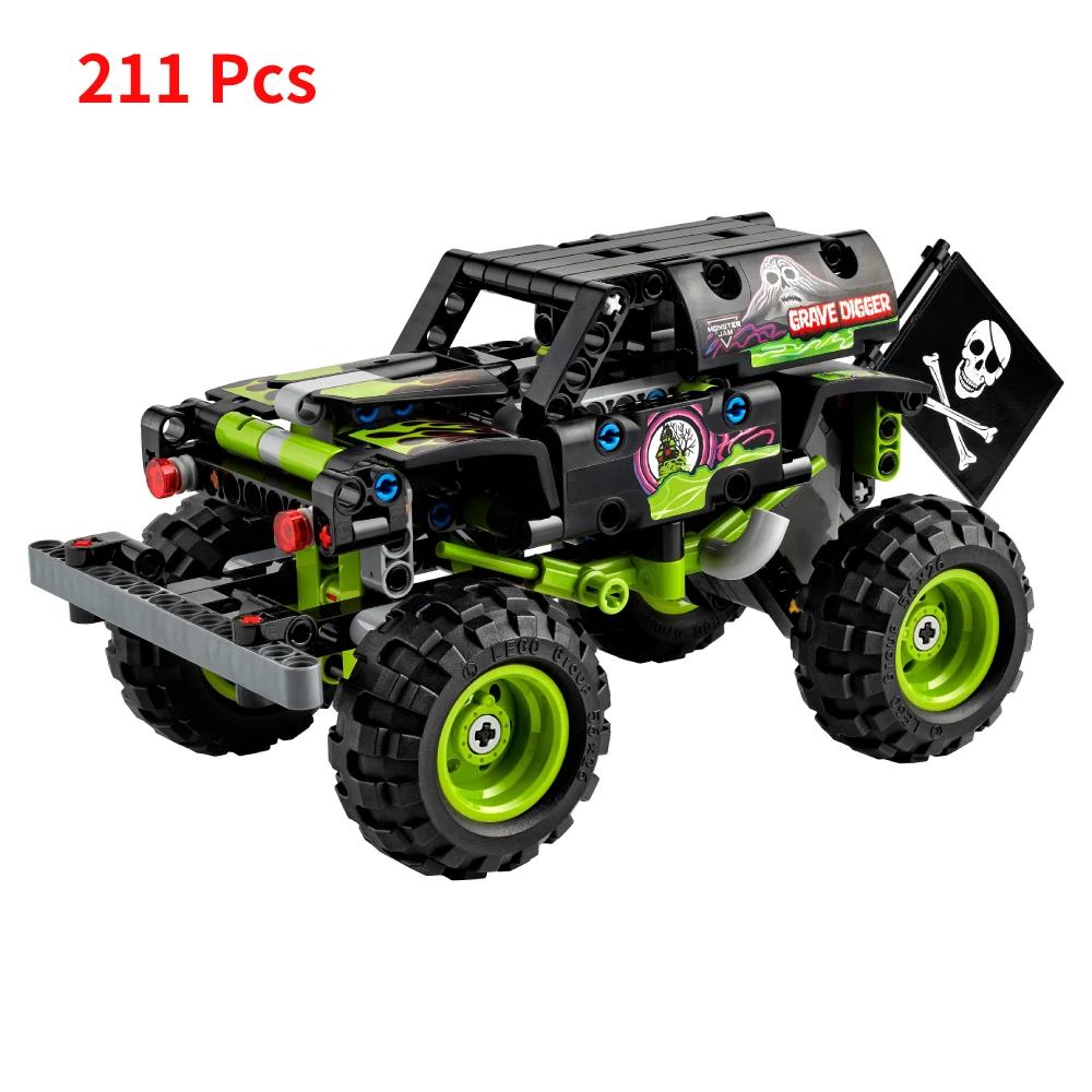 LEGP Technical Monster Off Road Vehicle Building Blocks Set 2 in 1 Stunts Pull Back Car Children Toys For Boys Christmas Gifts